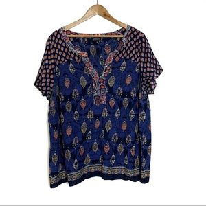 Lucky Brand Plus Size Short Sleeve Printed Blouse